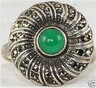   sterling silver chrysoprase marcasite ring deco one day shipping