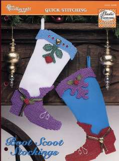Boot Scoot Christmas Stockings Pl/Canvas Pattern Rare  