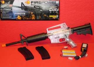   F4 Boys FIREPOWER M4 M16 M4A1 Retractable Stock CLEAR 2 Mags 2 Battery