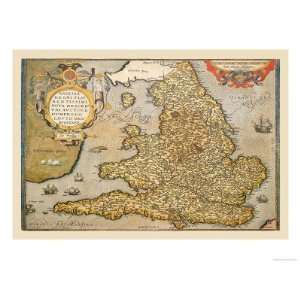   England Giclee Poster Print by Abraham Ortelius, 16x12: Home & Kitchen