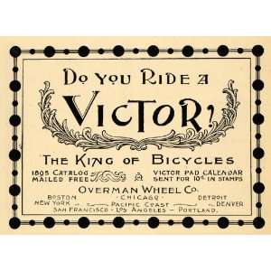  1895 Ad King of Bicycles Victor Overman Wheel Company 