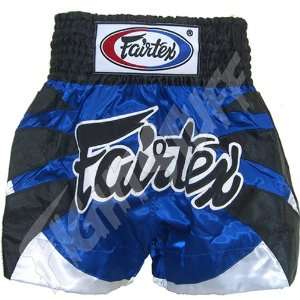  Fairtex Blue Satin with No Fear Muay Thai Shorts   Size: M 