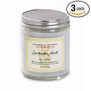 Stonewall Kitchen Lavender Mint Soy Candle, 6.5 Ounce Jars (Pack of 3 