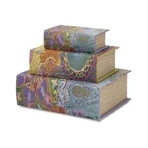  Set of 3 Playful Paisley Book Boxes: Home & Kitchen