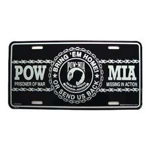 POW MIA License Plate White