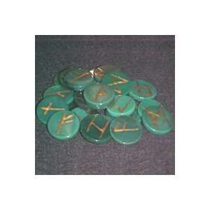 Green Agate Button Set of Rune Stones: Home & Kitchen