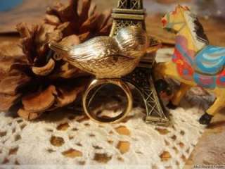 NEW sweet stereoscopic can open gold bird Rings R 203  