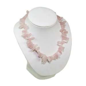 Rose Quartz Stick Chip Choker Necklace with Lobster Claw 