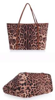 New Real Calfskin Leather Strap Leopard Shoulder Tote OL Bag 3 colors 