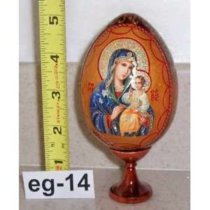  Russian Easter Icon Egg * Holy Mary with Jesus * Wood * eg 