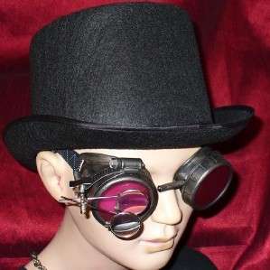 Steampunk Goggles Glasses magnifying lens Pewter Red  