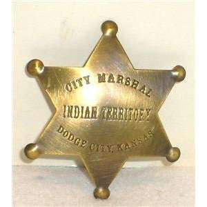  Brass City Marshal Indian Territory Dodge Kansas Badge 