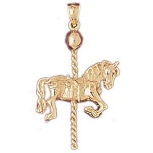   14k Gold Charm 3 D Carousels 5.9   Gram(s) CleverEve Jewelry