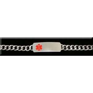 Stainless Steel Medical ID Bracelet with Red Caduceus Medical 