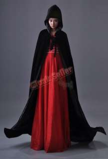   Cloak MEDIEVAL Black Silk Cloak Wedding Cape Wicca Cloak SCA  