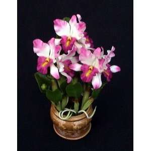    Handmade Miniature Cattleya Orchid Clay Art 