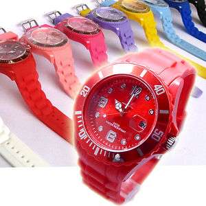   Calendar Dial Quartz Gel Jelly Unisex Sport Casual Wrist Watch  