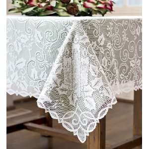   . Machine Washable White Holly Glow Square Tablecloth