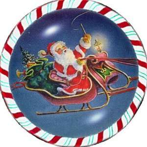 Santa, Sleigh Candy Cane Wreath By Sharon Sharpe Refrigerator Magnets