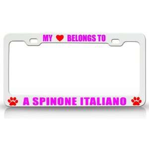  MY HEART BELONGS TO A SPINONE ITALIANO Dog Pet Steel Metal 