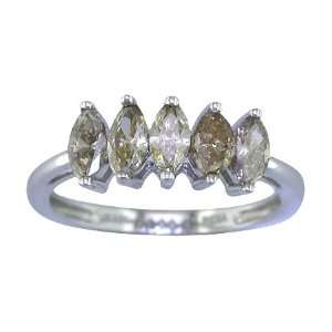  1 CT Chocolate Champagne Diamond Ring in 14K White Gold In 