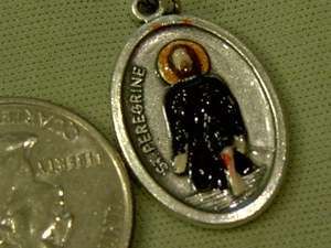 Handpainted Catholic Saint Rosary Medal ~St. Peregrine  