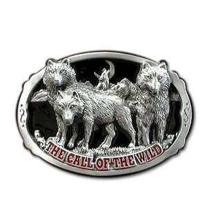  Call of the Wild Wolf Fang Pewter Belt Buckle Sports 