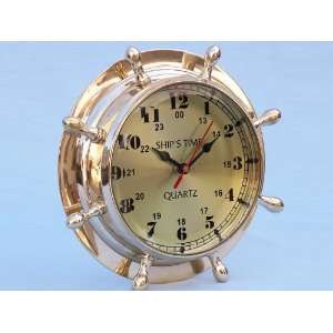  Double Dial Wheel Clock 8   Clocks Wall Desk   Nautical 