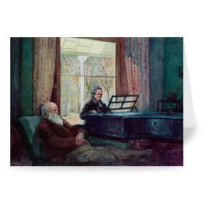 Charles Darwin and his wife at the Piano by   Greeting Card (Pack of 