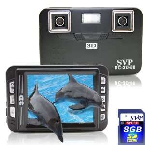  3D 80 (with 8GB SD Card) Black 3D Digital Camera with 2.8 Barrier 3D 
