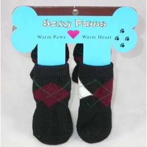  Dog Socks   Soxy Paws Burgundy & White Argyle Socks for 