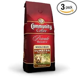   Whole Bean Coffee, Dark Roast, Sumatra, 12 Ounce Bags (Pack of 3