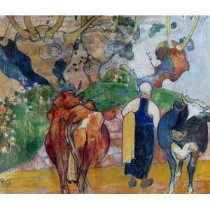   Woman and Cows in a Landscape Paul Gauguin Hand