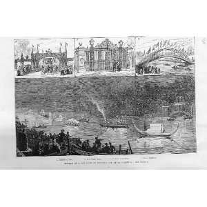  New Park And River Carnival Bedford Antique Print 1888 