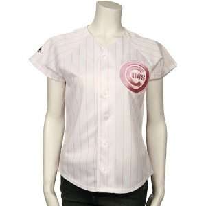 Majestic Chicago Cubs Ladies Pink Pinstripe Fashion Baseball Jersey