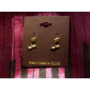   Die Cut Gold Plated 16th Note Earrings (double note) 