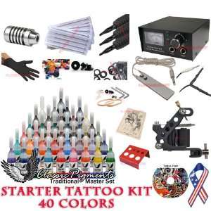  Tattoo Aprentice Equipment Kit Set Machine 40 Color Power 