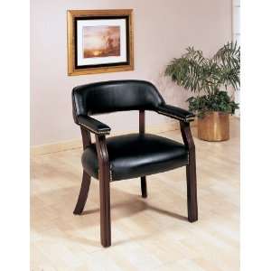  Guest Chair Black Vinyl In Mahogany Finish: Home & Kitchen