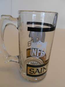 New Orleans SAINTS Glass Coffee Mug Cup Football  