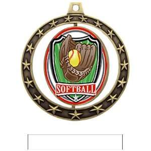 Hasty Awards Softball Spinner Medals Shield M 7701 GOLD MEDAL / WHITE 