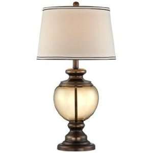    Bronze with Amber Glass Center Table Lamp