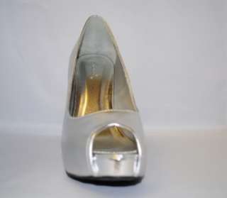 Qupid Dress High Heel Open Toe Pumps Silver System 99x  