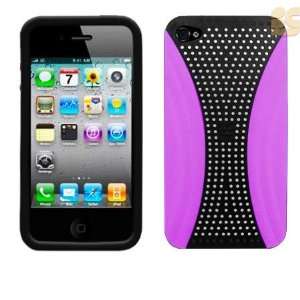 Xmatrix Purple On Black Hard Protector Case Cover For Apple iPhone 4G