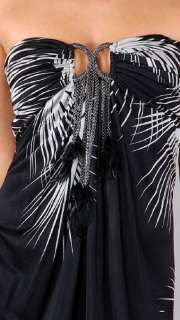 NWT SKY Brand Black Nacasia Crystals Chain Feathers Deco Mini Dress 