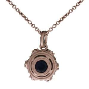   Small Double Sided 3D Circle Pendant with Gorgeous Navy Blue CZ Stone