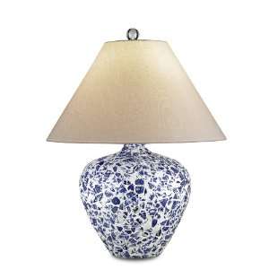 Currey and Company 6403 Beeleigh 1 Light Table Lamp in Blue/White 6403