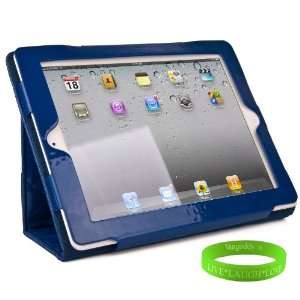 com Blue Padded iPad Skin Cover Case Stand with Screen Flap and Sleep 