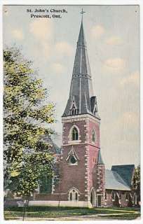 Canada Prescott ON St Johns Church 1934 Col. Postcard  