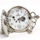 SILVER TONE MECHANICAL POCKET WATCH CHAIN RUSSIAN ARMY RED STAR FLAG