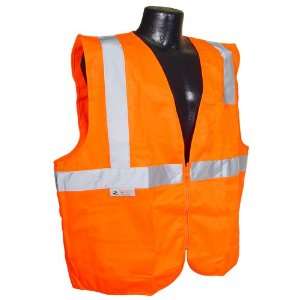 Safety Vest Class 2 Economy with Zipper 2 Pockets Orange Solid Knit 4 